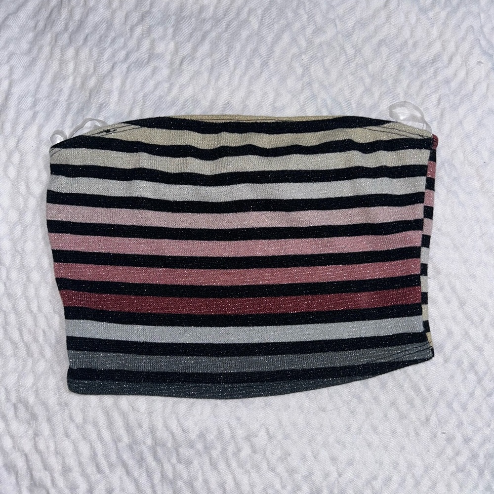 Olive tree size small rainbow glittery striped tube top